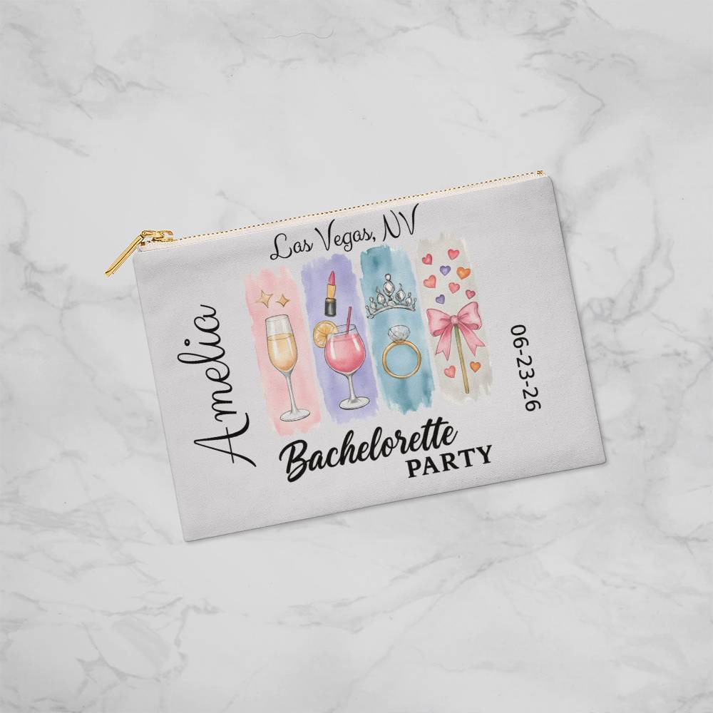 Bachelorette Personalized Makeup Bag, Bridal Shower Gift, Custom Bridesmaid Pouch, Party Favors