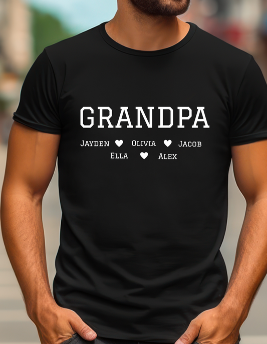 Custom Grandpa Shirt with Grandkids Names, Customized Father's Day Gift for Grandparent
