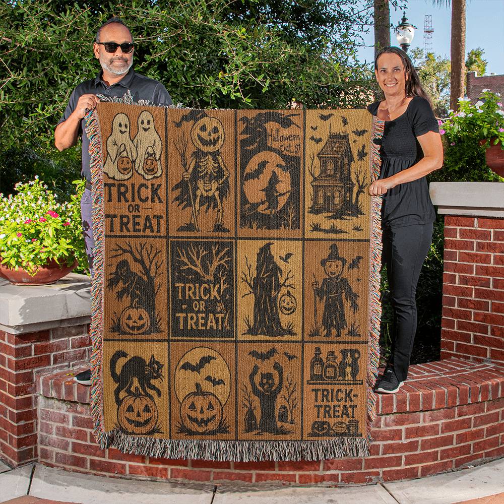 Halloween Themed Artwork Woven Blanket 50x60in
