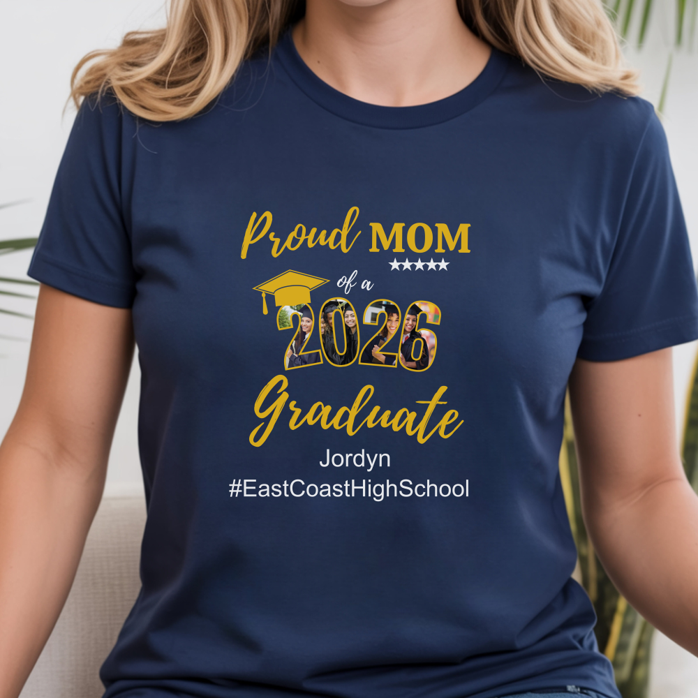 Proud Mom Graduation Tee, Class of 2026 Shirt, Personalized Graduation Gift, Custom Grad Shirt, Graduation Keepsake, Mom Gift Idea