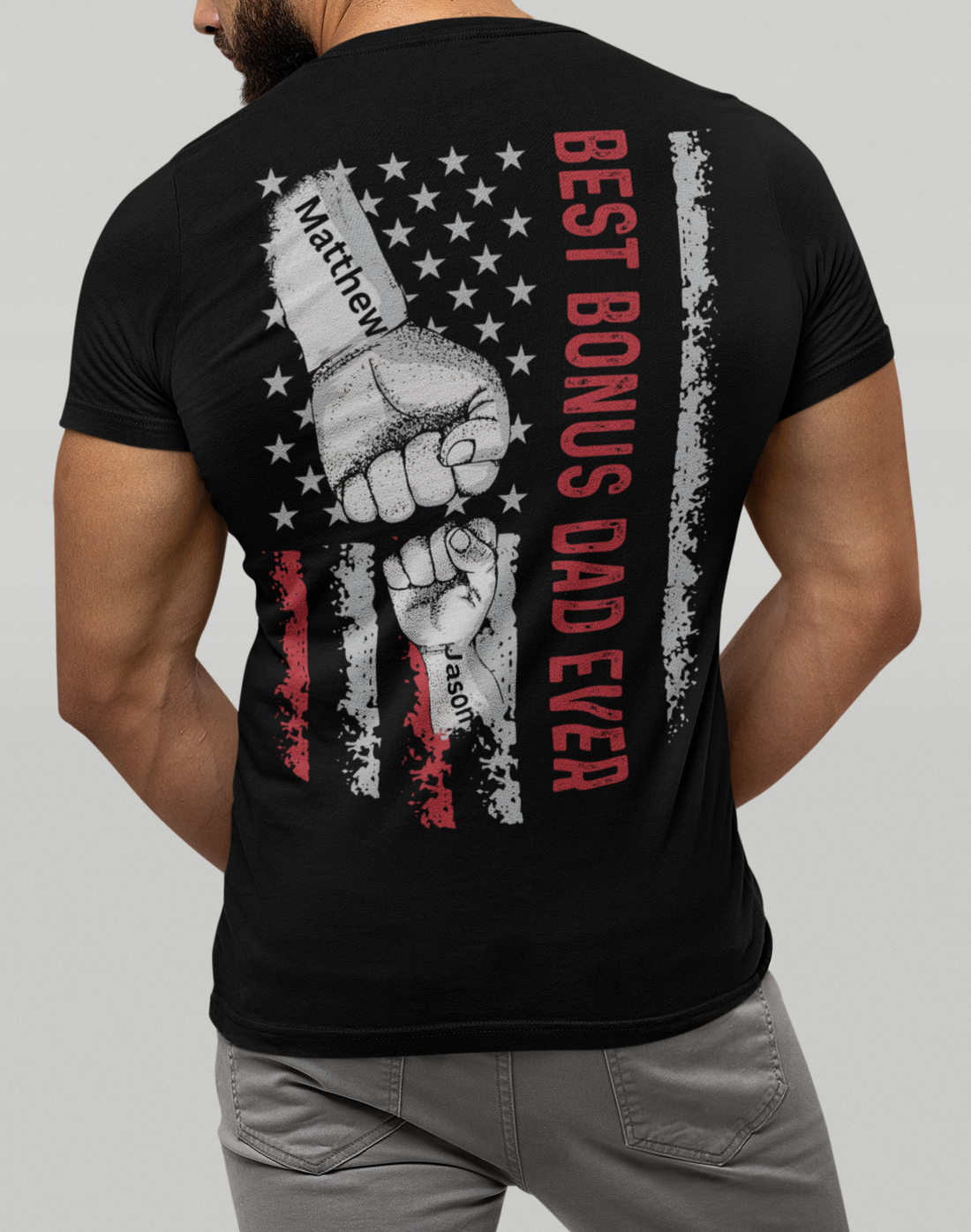 Personalized Dad Raised Fist Bump T-Shirt
