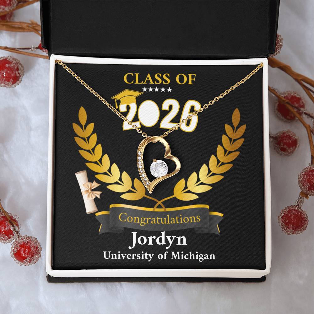 Personalized Graduation Necklace Gift for Her, Class of 2026 Senior Gift, Congrats Graduate Keepsake Necklace