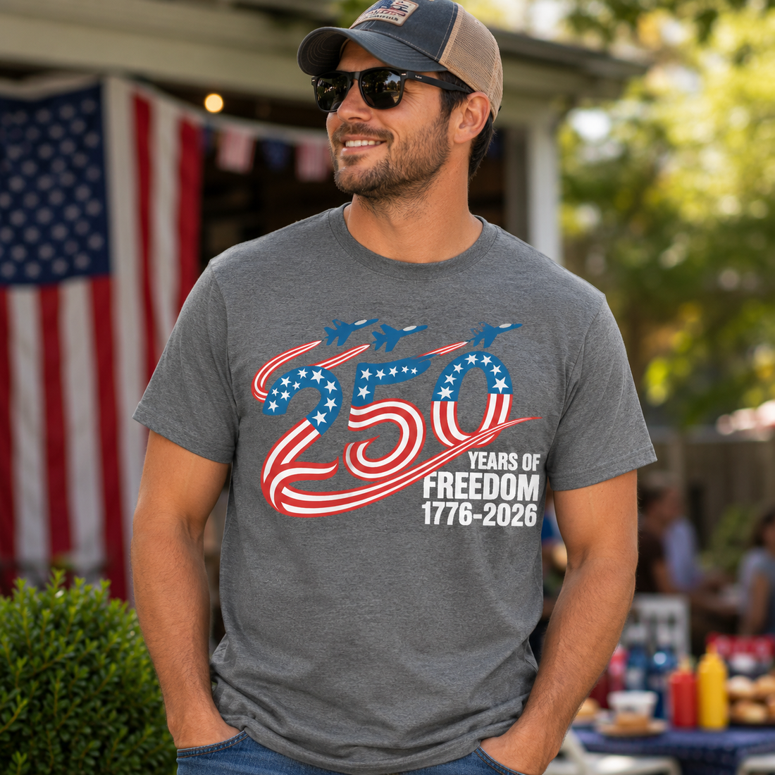 250 Years of Freedom T-Shirt, Patriotic Independence Day Tee, USA Flag Shirt, Celebrating 1776-2026, Women's Summer Top