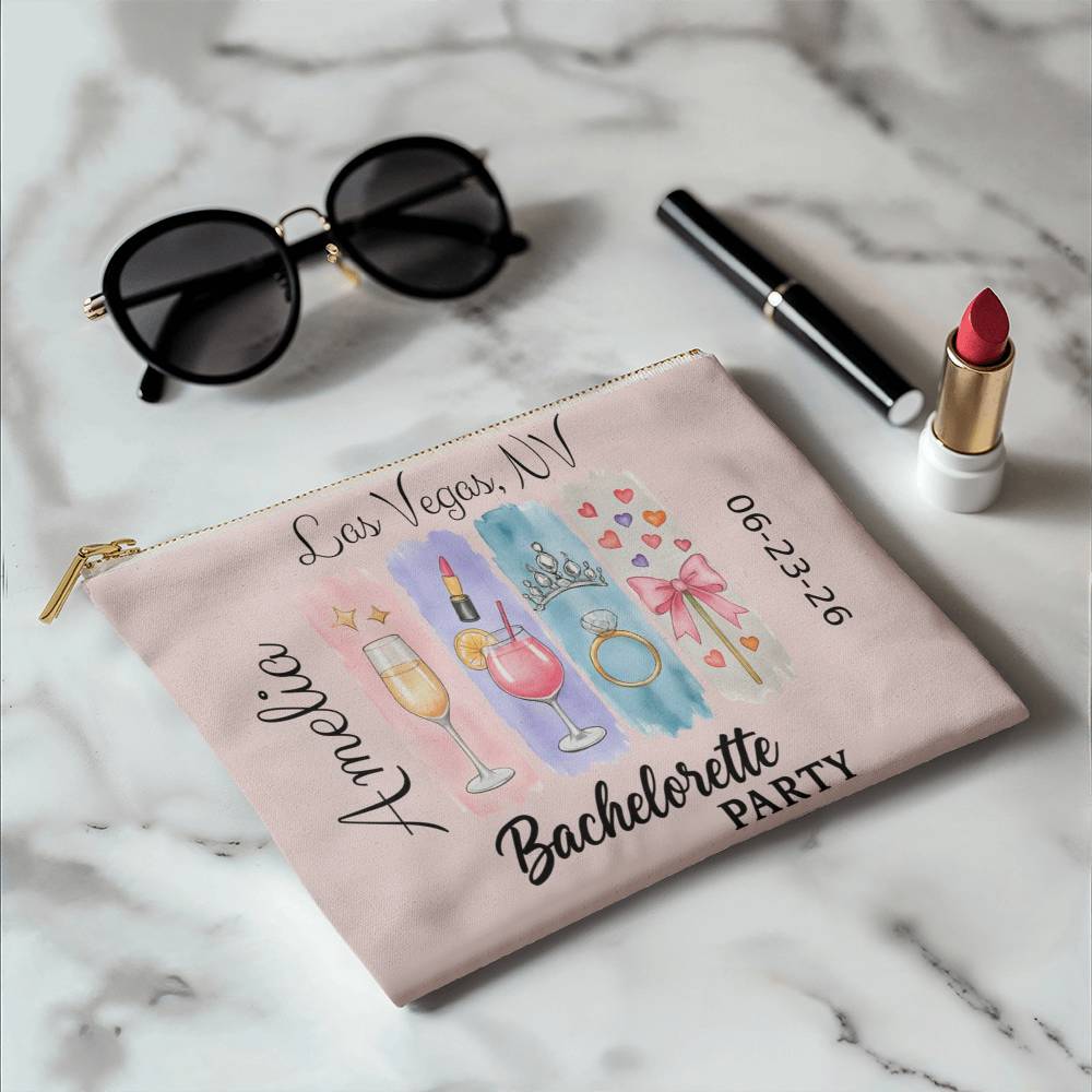 Personalized Bachelorette Party Makeup Bag, Bridal Shower Favor, Bridesmaid Gift Idea