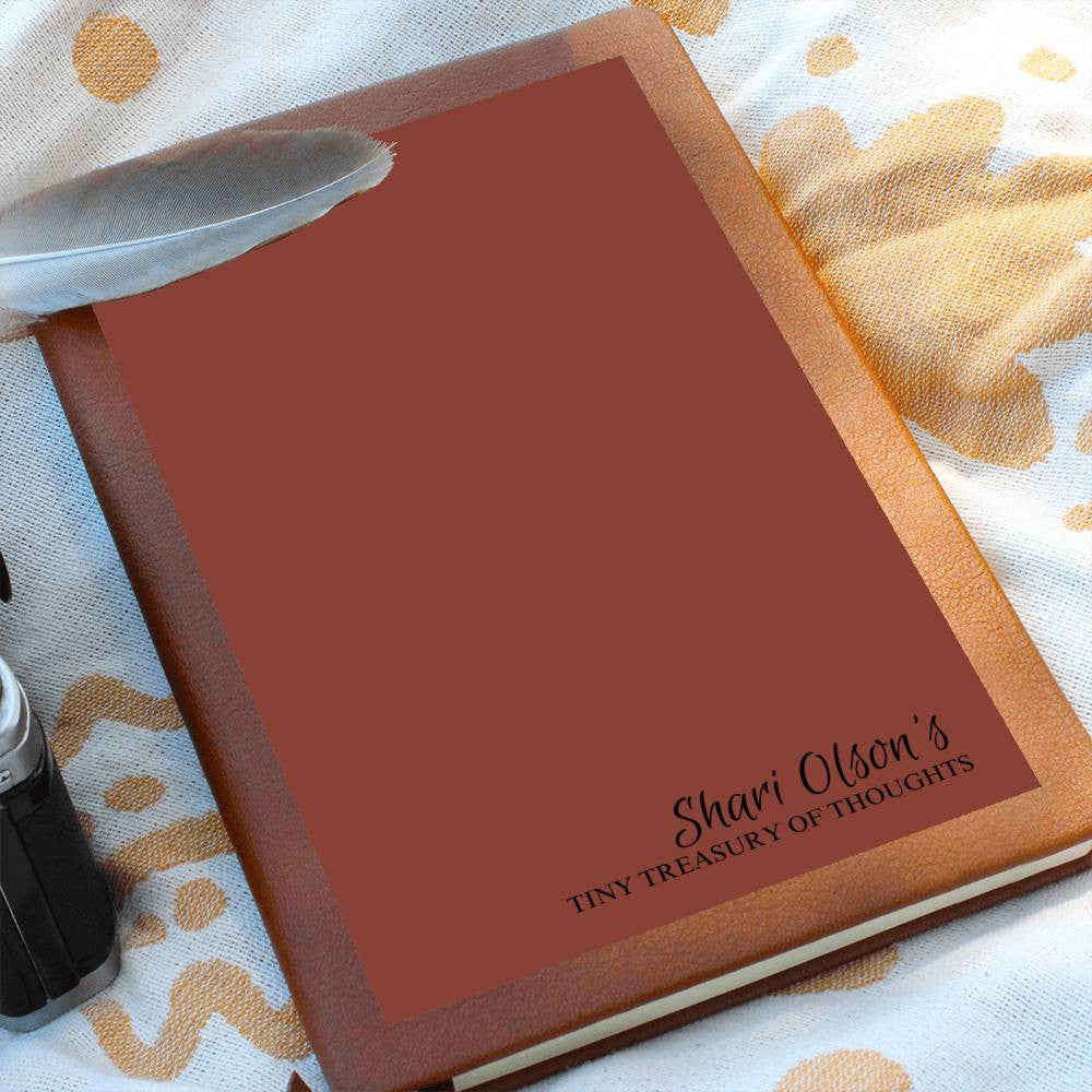 Personalize Graphic Leather Journal "Tiny Treasury of Thoughts" Gift for Mentor | Gift for Friend |Xmas Gift