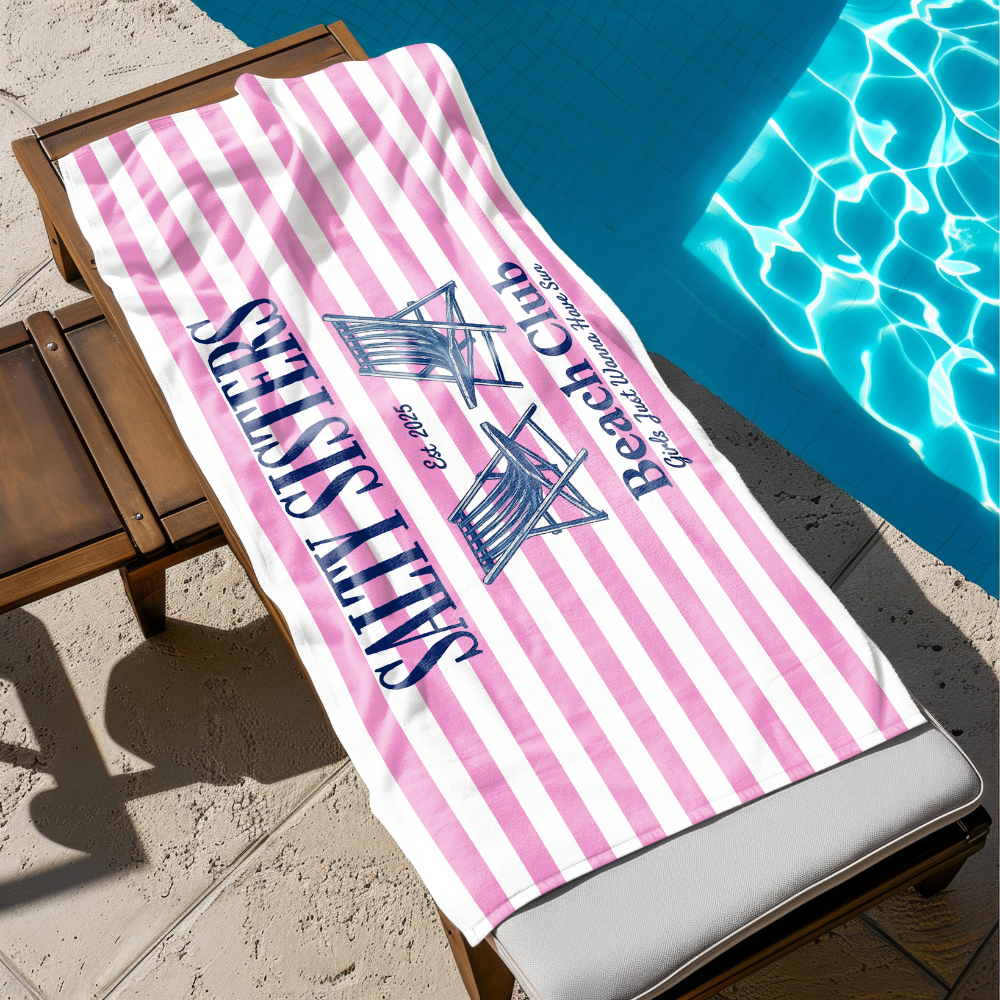 Personalized Salty Sisters, Salty Moms, Salty Girls Beach Vacation Towel, Summer Beach Lover- 35x70