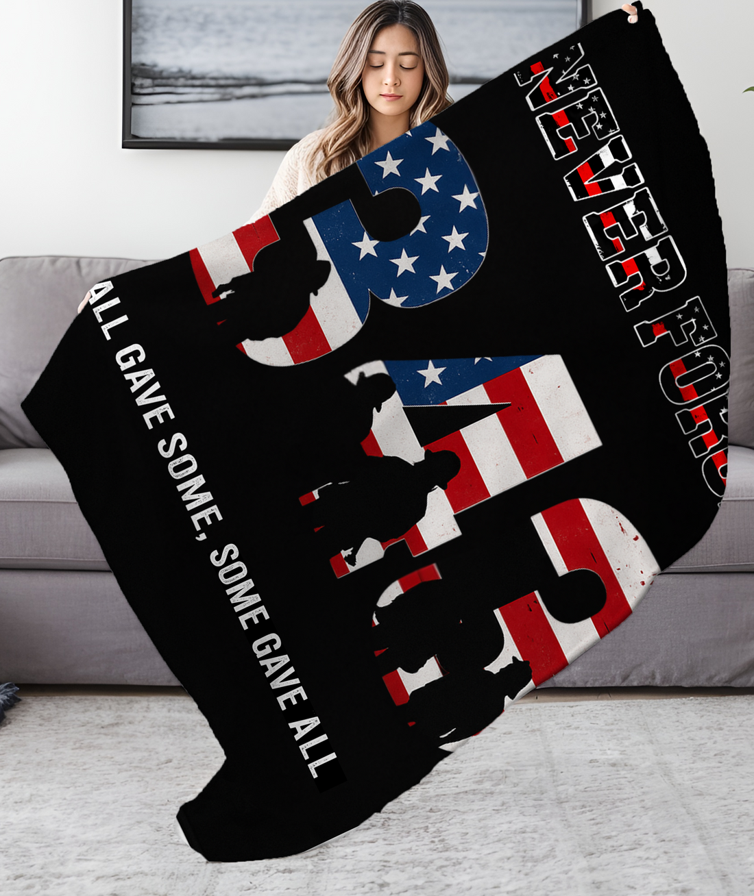 Cozy Patriotic Blanket, Perfect Memorial Gift, Snuggle Blanket for Sofa 50x60in