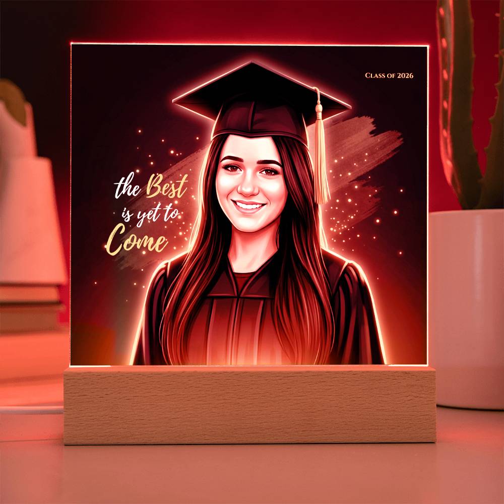 Custom Graduation Photo Plaque, Personalized Grad Gift 2026, LED Acrylic Plaque, Daughter Graduation Gift, Floral or Gold Style Keepsake