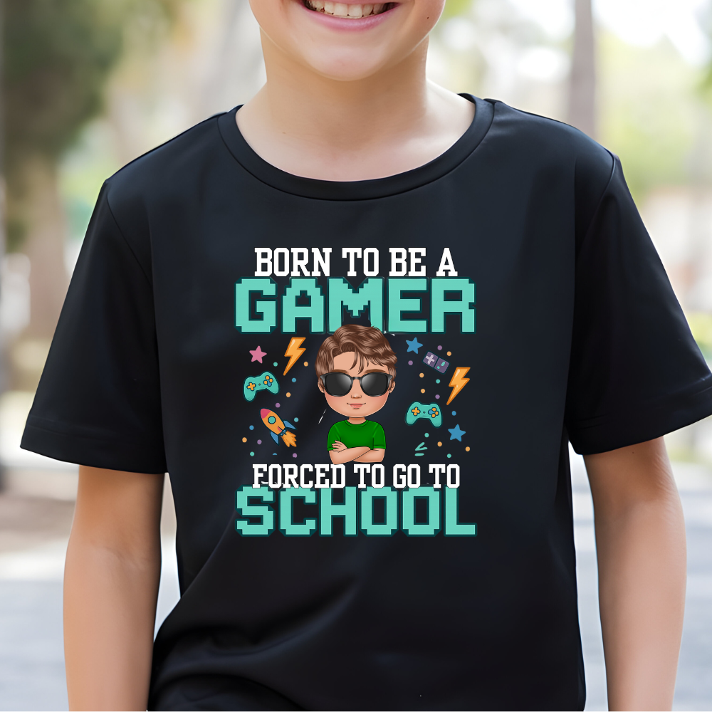 Kids Gamer Tee - Personalize Image Fun School Shirt
