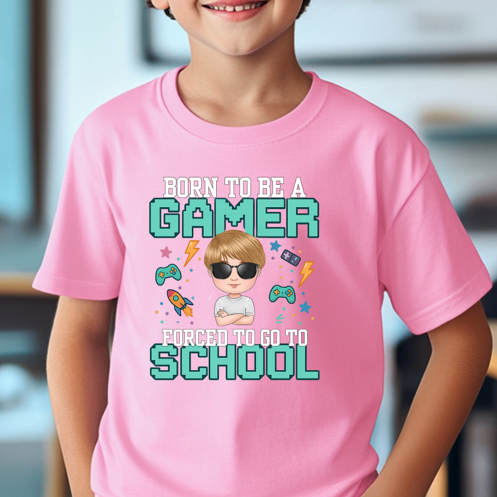 Kids Gamer Tee - Personalize Image Fun School Shirt