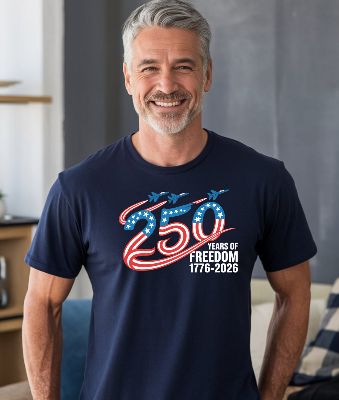 250 Years of Freedom T-Shirt, Patriotic Independence Day Tee, USA Flag Shirt, Celebrating 1776-2026, Women's Summer Top