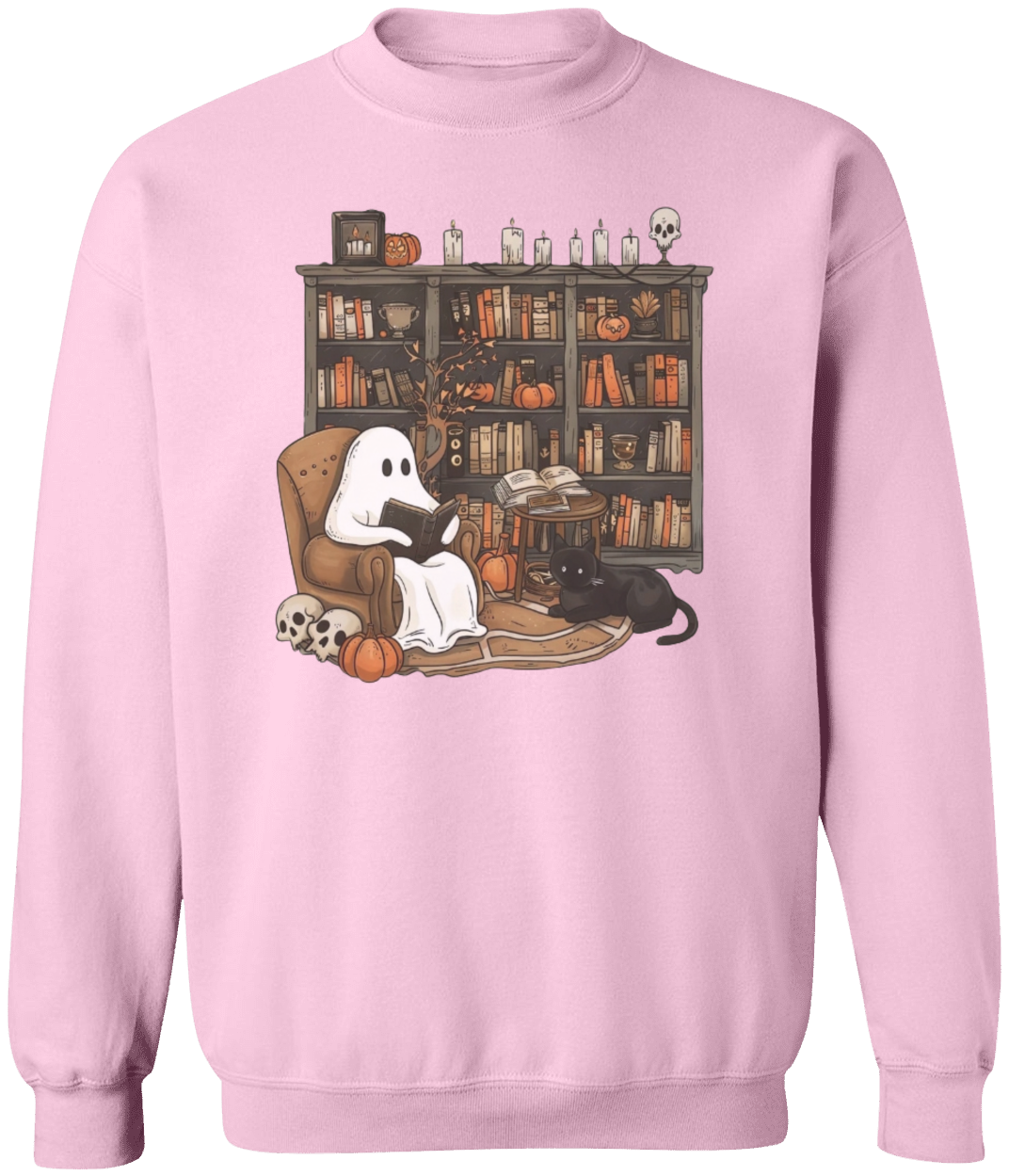 Retro Ghost Reading Books Sweatshirt, Librarian, Teacher Ghost Halloween
