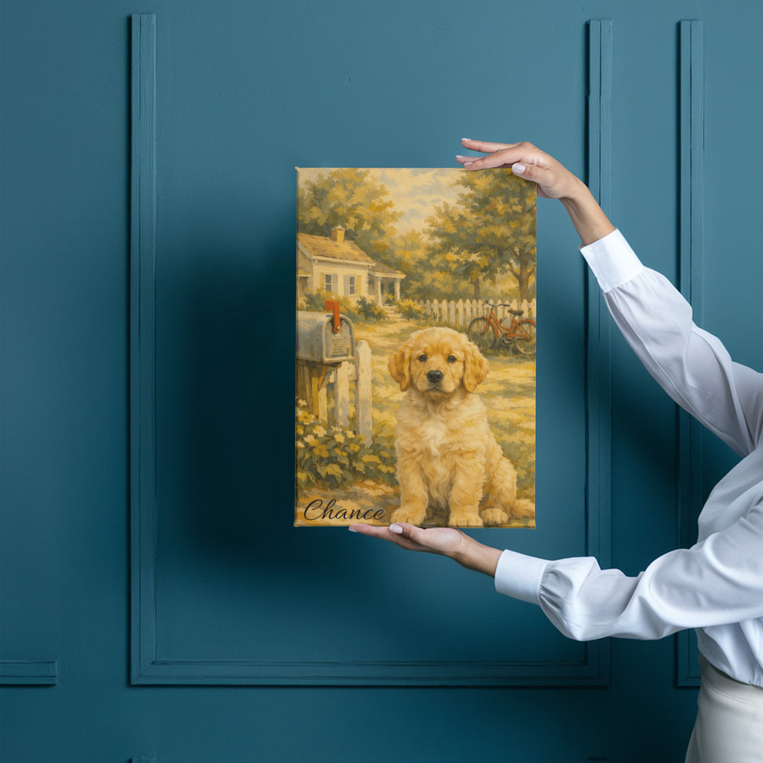 Custom Pet Illustrated Portrait from Photo, Vintage Americana Wall Art, Personalized Pet or Family Illustration, Wrapped Canvas