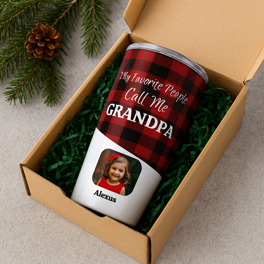 Personalized Grandparent Tumbler, Custom Photo Travel Mug, Grandparent Gift, Keepsake with Photos, Holiday Gift