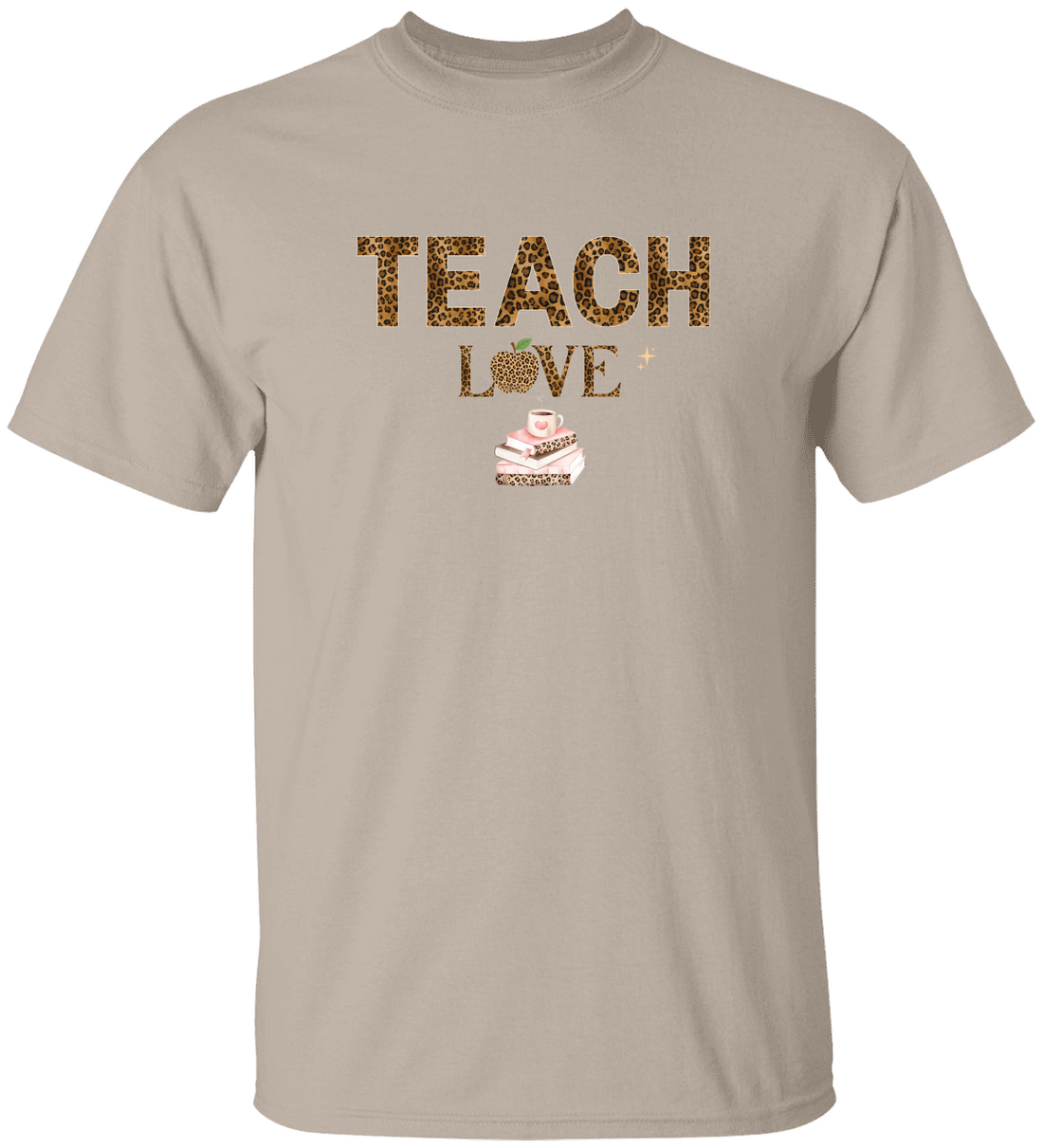 Teach Love Leopard Print Teacher Shirt – Cute Teacher Appreciation T-Shirt, Classroom Gift for Teachers, Back to School Teacher Tee