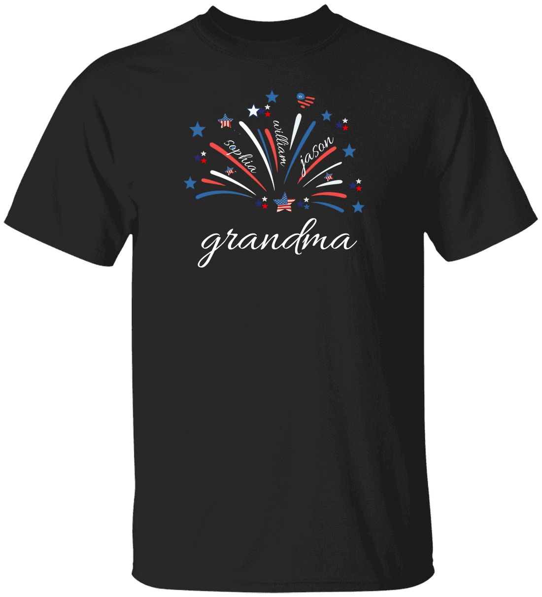 4th of July Grandma, Mom, Grandpa T Shirt, Custom Patriotic Grandma Shirt with Kids names