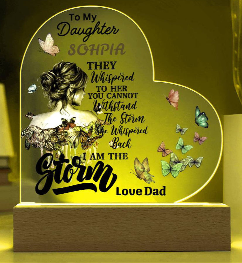 Personalized To My Badass Daughter Acrylic Nite Lite - Empowering Gift for Daughter from Dad or Mom