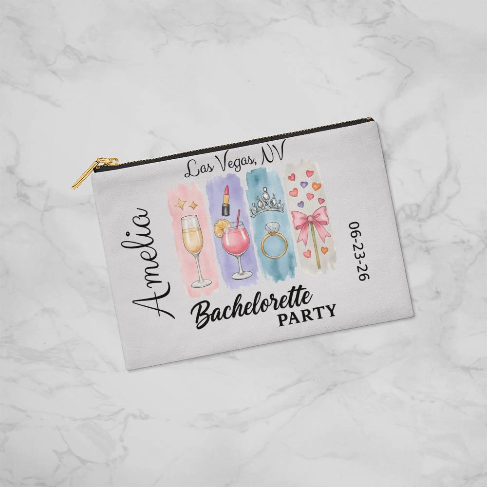 Bachelorette Personalized Makeup Bag, Bridal Shower Gift, Custom Bridesmaid Pouch, Party Favors
