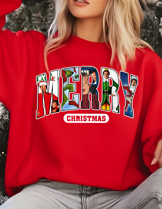 Merry Christmas 90s Movies Crewneck, Vintage Christmas Movies Crewneck Sweatshirt