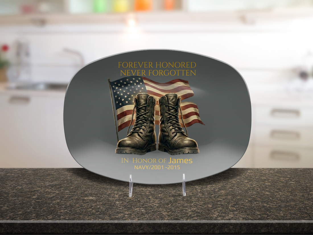 Personalized Veteran Platter – Custom Military Tribute Gift for Father’s Day – Honoring All Who Served – Gift for Dad, Veteran, Husband
