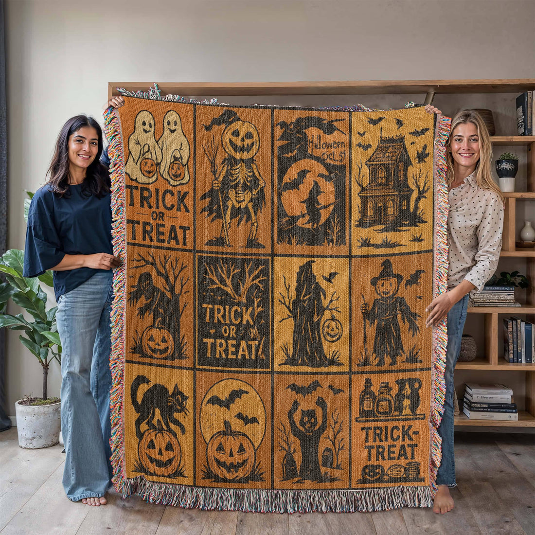 Halloween Themed Artwork Woven Blanket 50x60in