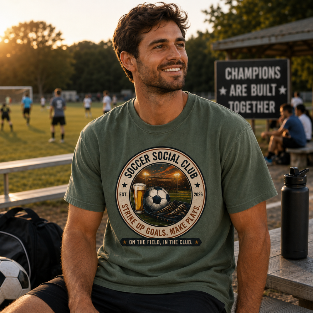 Soccer Social Club T-Shirt | Tumbler |Personalized EST Year Soccer Club Tee | Comfort Colors Soccer Shirt | Soccer Gift for Players, Coaches & Fans