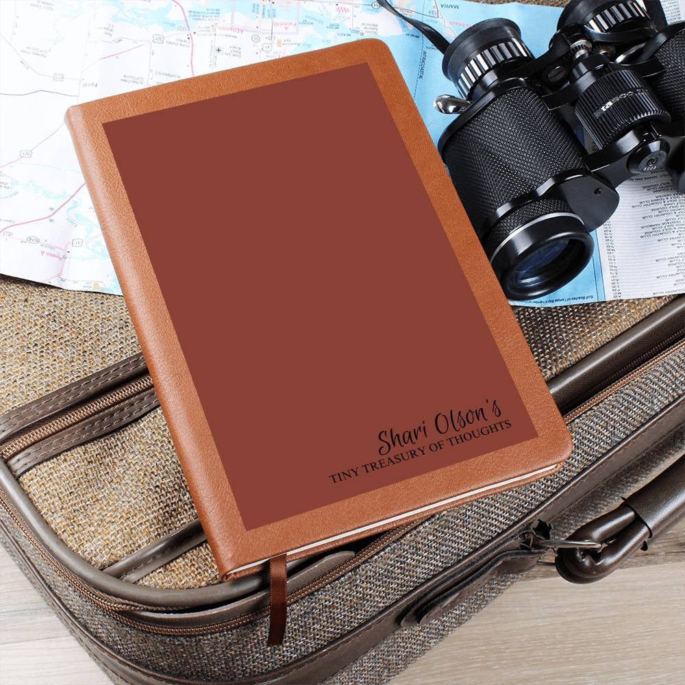 Personalize Graphic Leather Journal "Tiny Treasury of Thoughts" Gift for Mentor | Gift for Friend |Xmas Gift