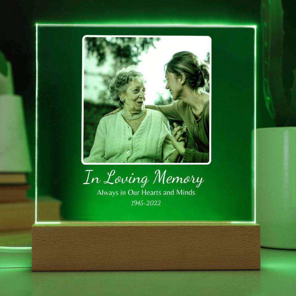 Personalized Memorial "In Loving Memory" Photo Acrylic Square Nite Light!