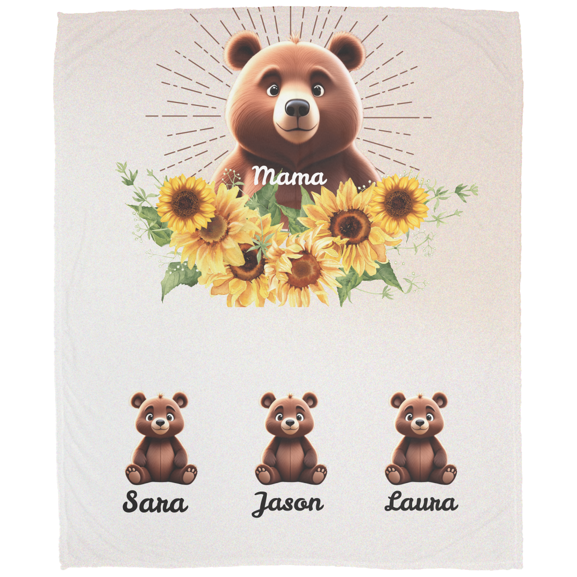 Gift for Mom Blanket: Mother's Day Present from Kids, Mama Bear Plush Fleece Blanket - 50x60