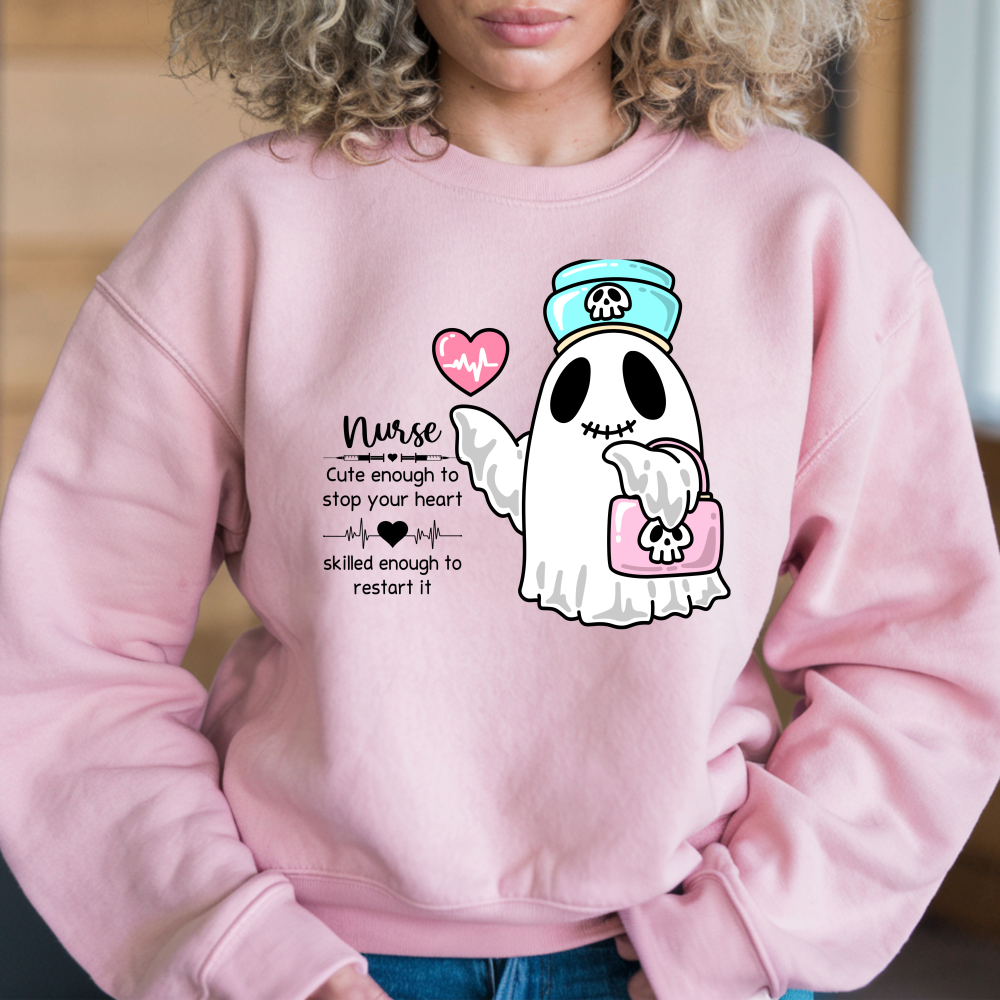 Cute Nurse Ghost Sweatshirt - Fun Halloween Apparel