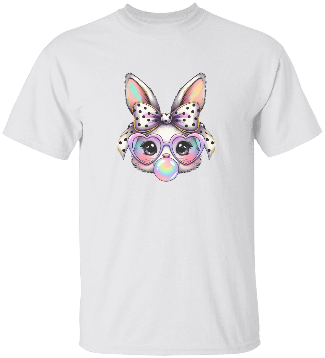 Cute Bunny Kids T-Shirt, Bunny with Glasses Tee, Fun Kids Gift, Adorable Animal Shirt, Unicorn Ears Design, Polka Dot Bow, Playful Fashion