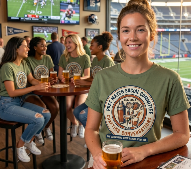 Post Match Social Committee – Comfort Colors Graphic Tee & Matching Dad Cap with Est. Group Year Personalization