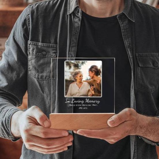 Personalized Memorial "In Loving Memory" Photo Acrylic Square Nite Light!