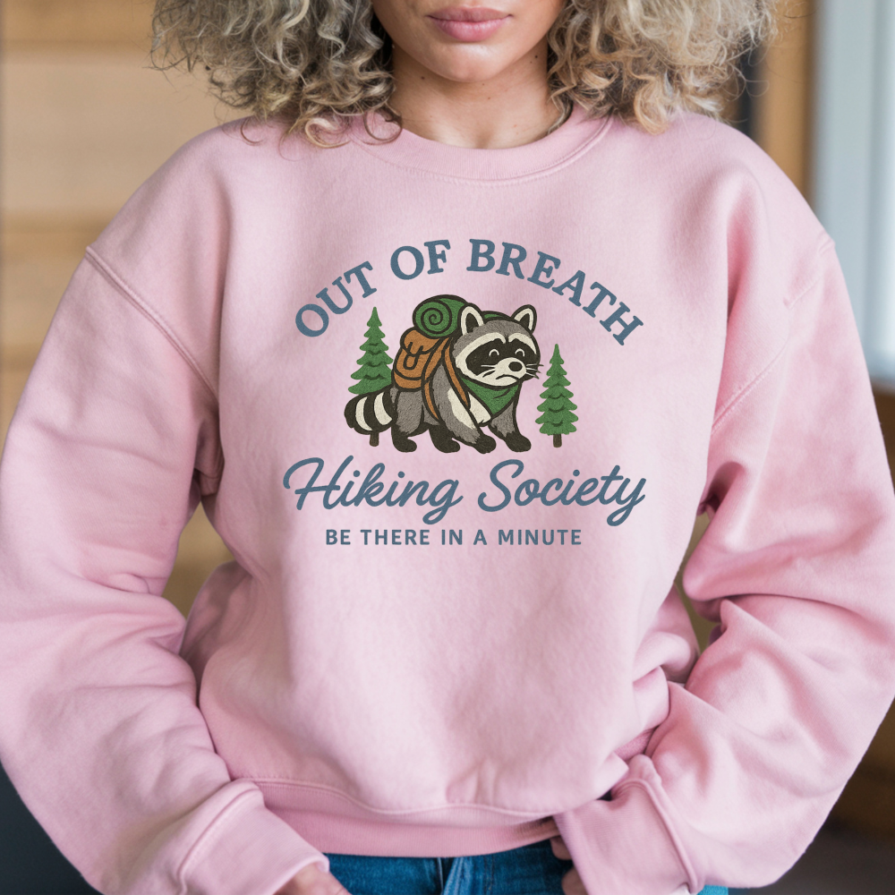Funny "Out of Breath Hiking Society" Sweatshirt, Nature Lover Sweatshirt, Funny Hiking Crewneck