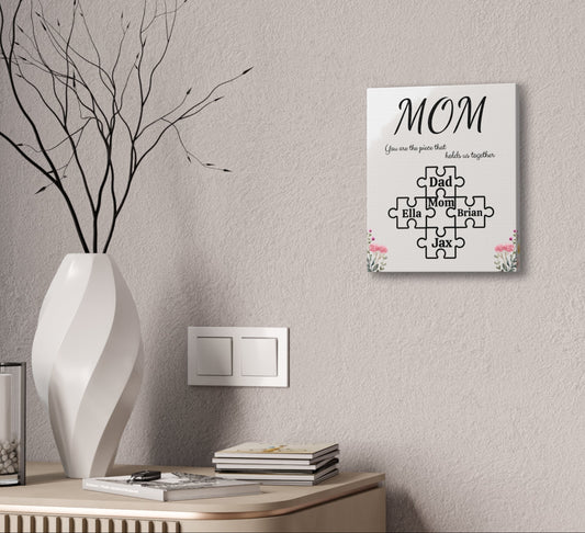 Personalized Mom Puzzle Print – Custom Family Names Wall Art – Mother’s Day Gift for Mom from Kids – Family Keepsake Poster with Names"