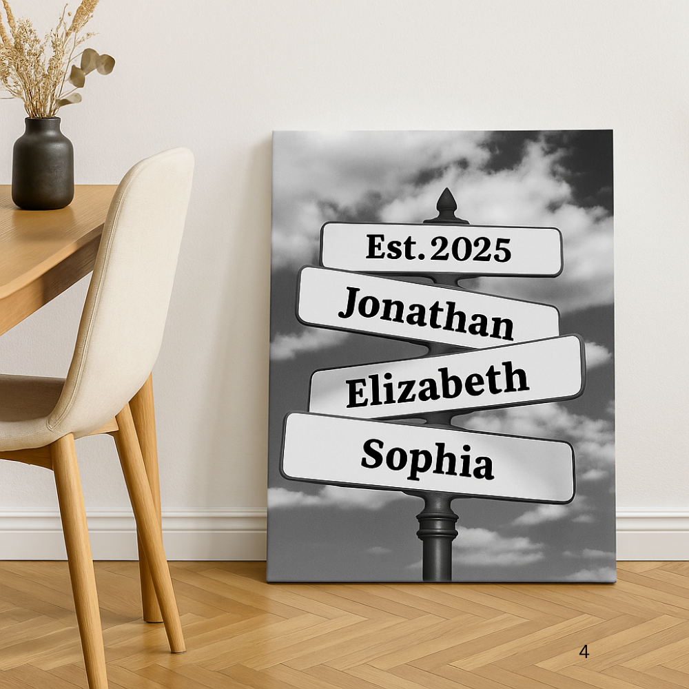 Personalized Vintage Intersection Street Sign with Names Dates Canvas