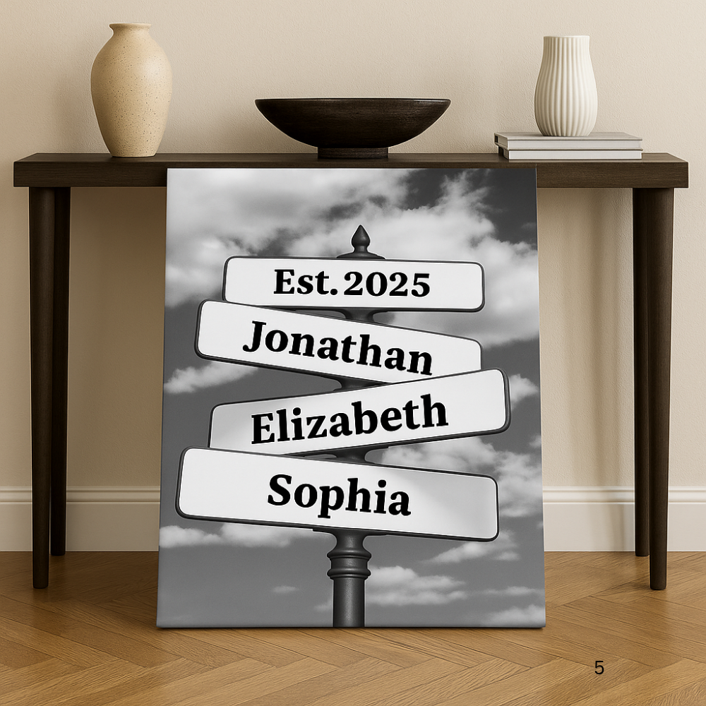Personalized Vintage Intersection Street Sign with Names Dates Canvas