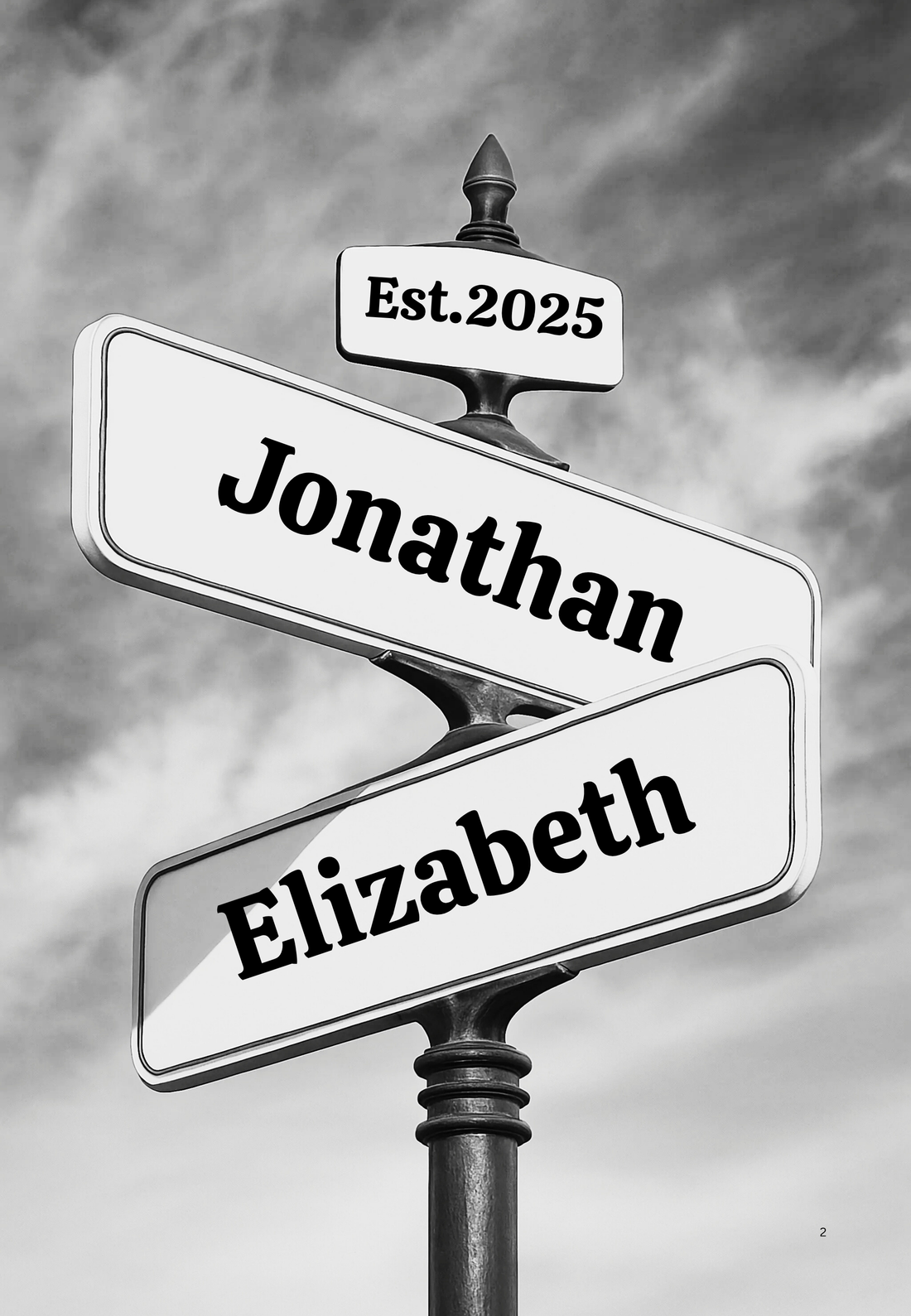 Personalized Vintage Intersection Street Sign with Names Dates Canvas