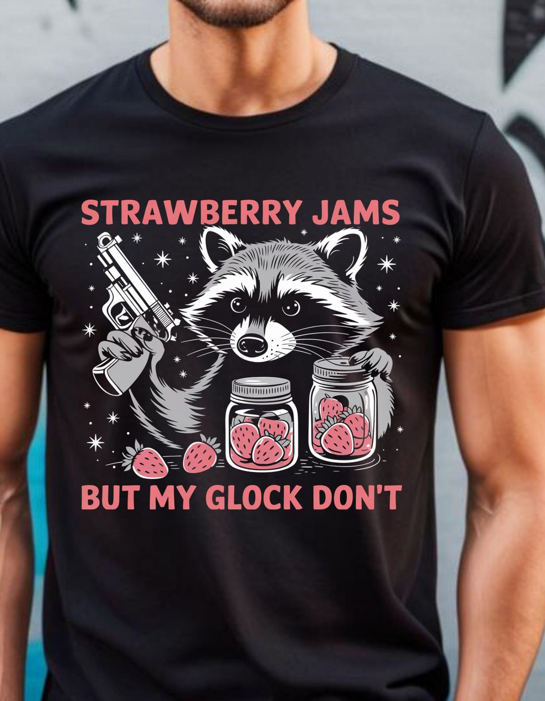 Retro-style graphic tee features a fearless racoon, Funny Animal Pun T-Shirt!