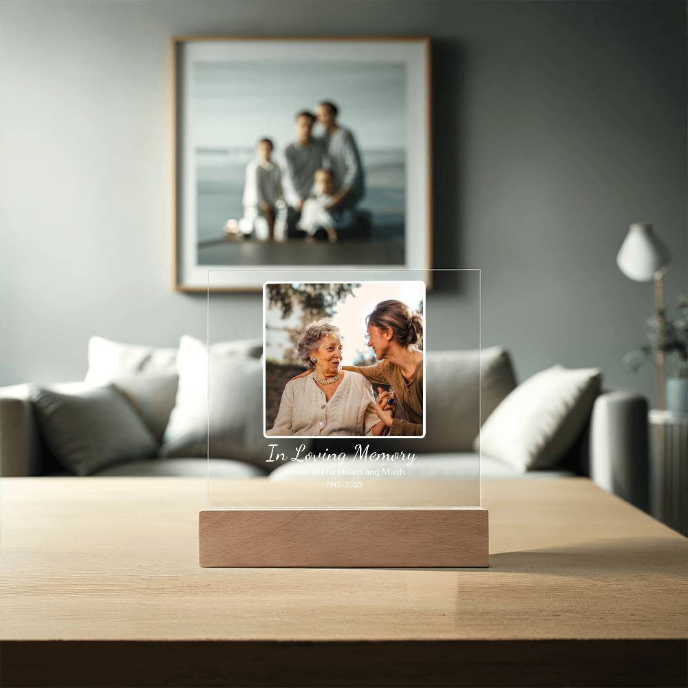 Personalized Memorial "In Loving Memory" Photo Acrylic Square Nite Light!