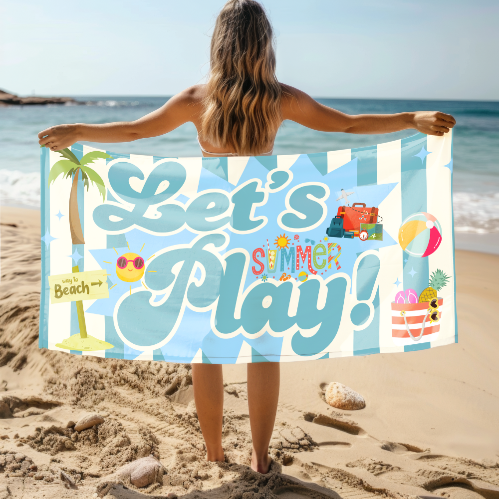 Retro Let's Play Summer Fun Beach Towel