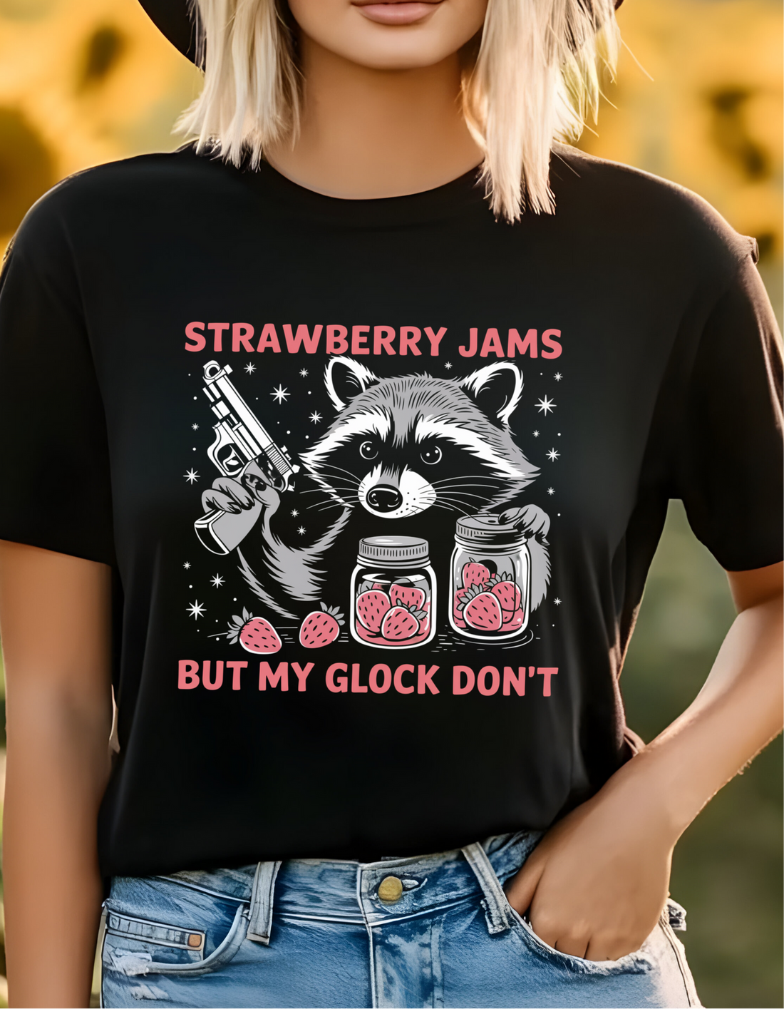 Retro-style graphic tee features a fearless racoon, Funny Animal Pun T-Shirt!