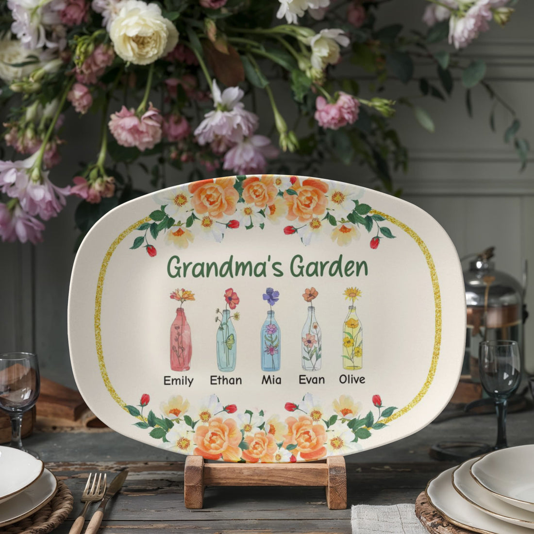 Grandma's Garden, Personalized Platter | Gift for Mimi | Gift from Kids