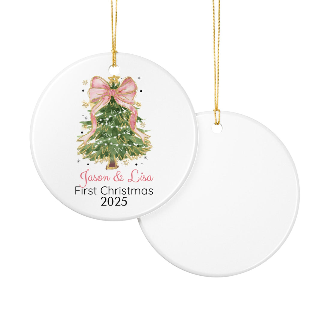 Personalized First Christmas Ornament, Ceramic Holiday Tree Decoration, Keepsake Gift