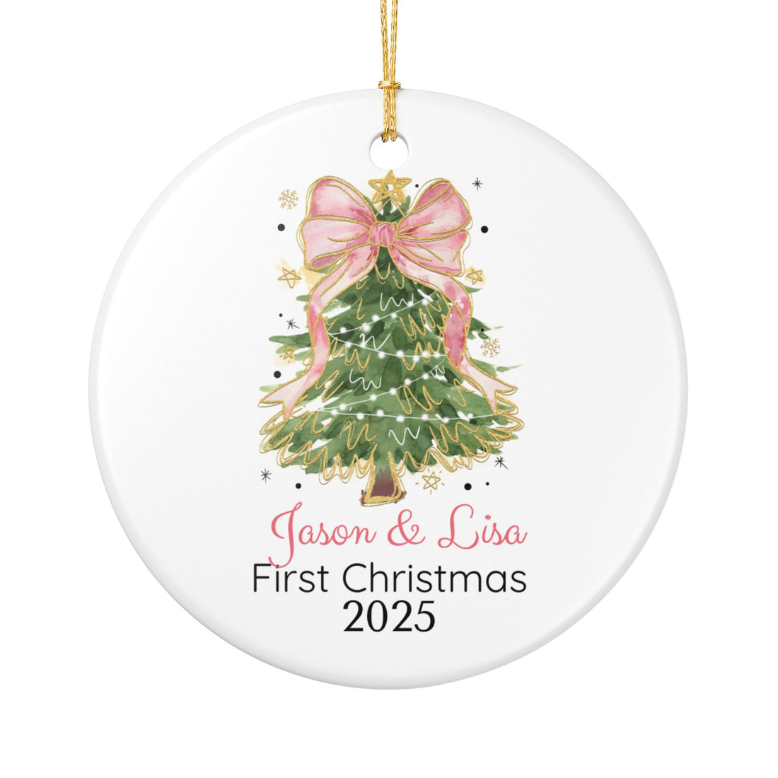 Personalized First Christmas Ornament, Ceramic Holiday Tree Decoration, Keepsake Gift