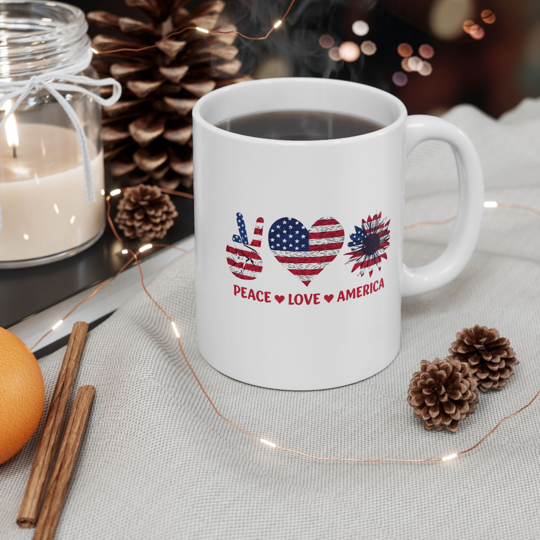 Patriotic Ceramic Mug, American Flag Coffee Cup, Independence Day Gift, USA Pride Mug, Veterans Day Mug