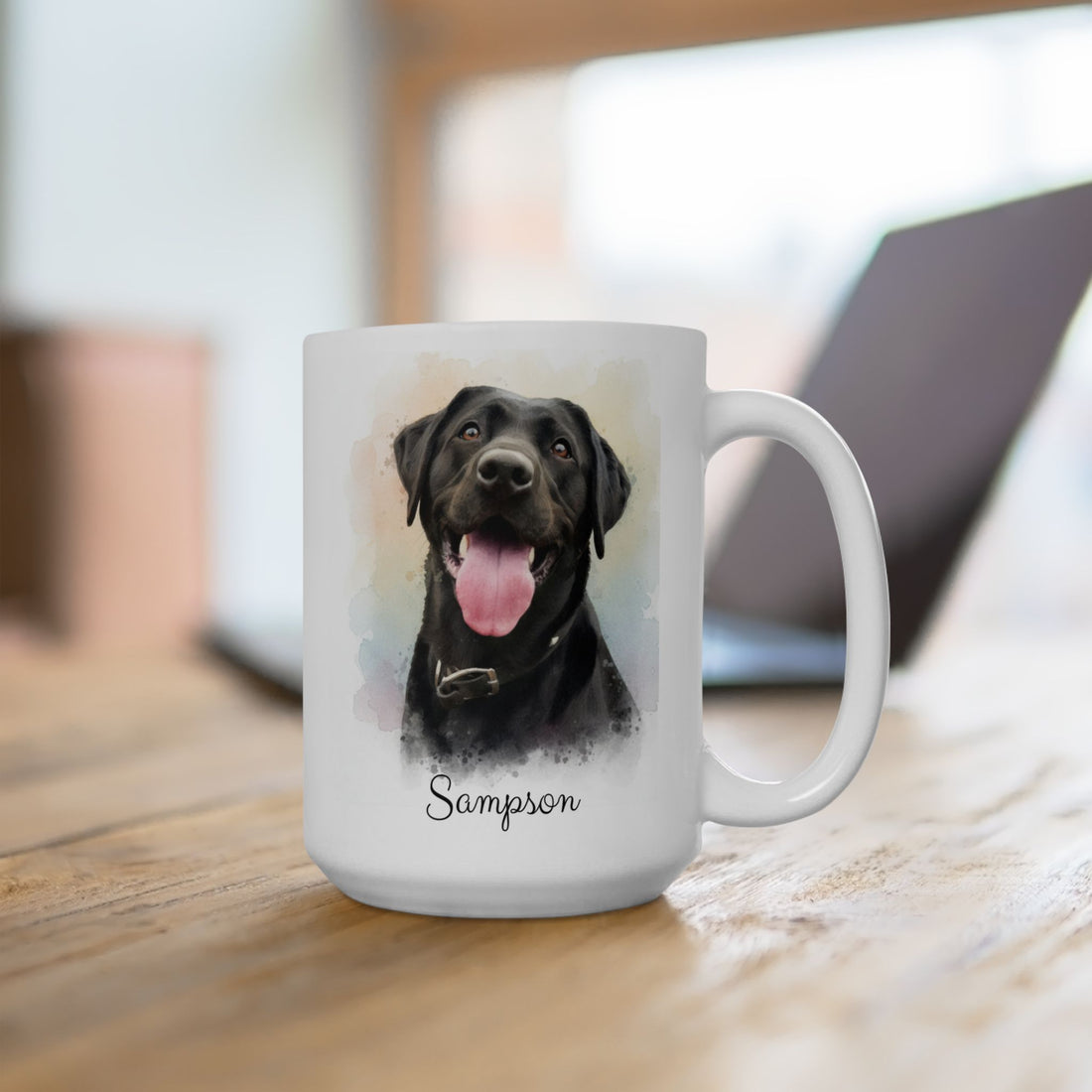 Personalized Pet Portrait Mug, Custom Dog Watercolor Gift, Ceramic Coffee Cup for Pet Lovers, Memorial Keepsake
