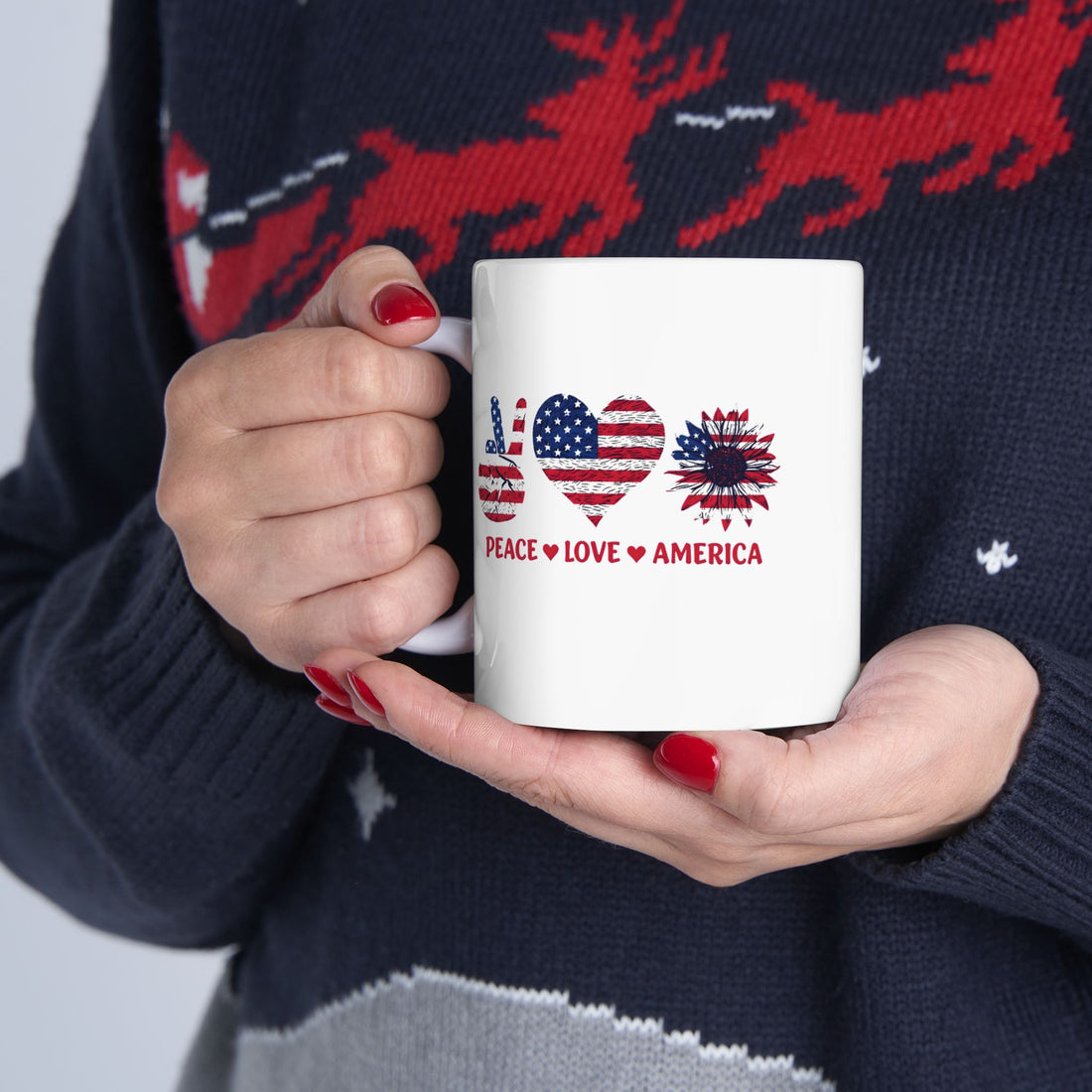Patriotic Ceramic Mug, American Flag Coffee Cup, Independence Day Gift, USA Pride Mug, Veterans Day Mug