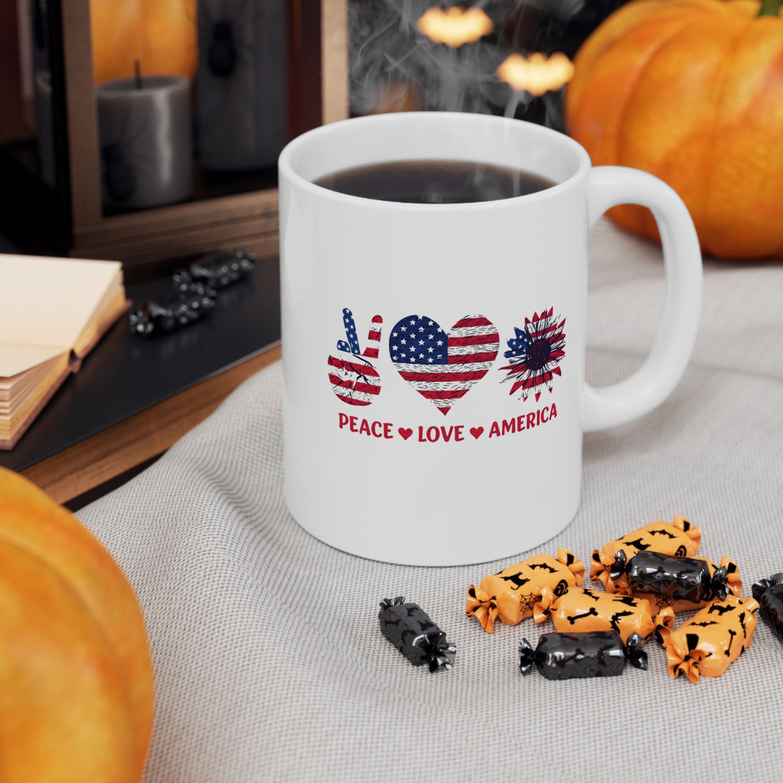 Patriotic Ceramic Mug, American Flag Coffee Cup, Independence Day Gift, USA Pride Mug, Veterans Day Mug