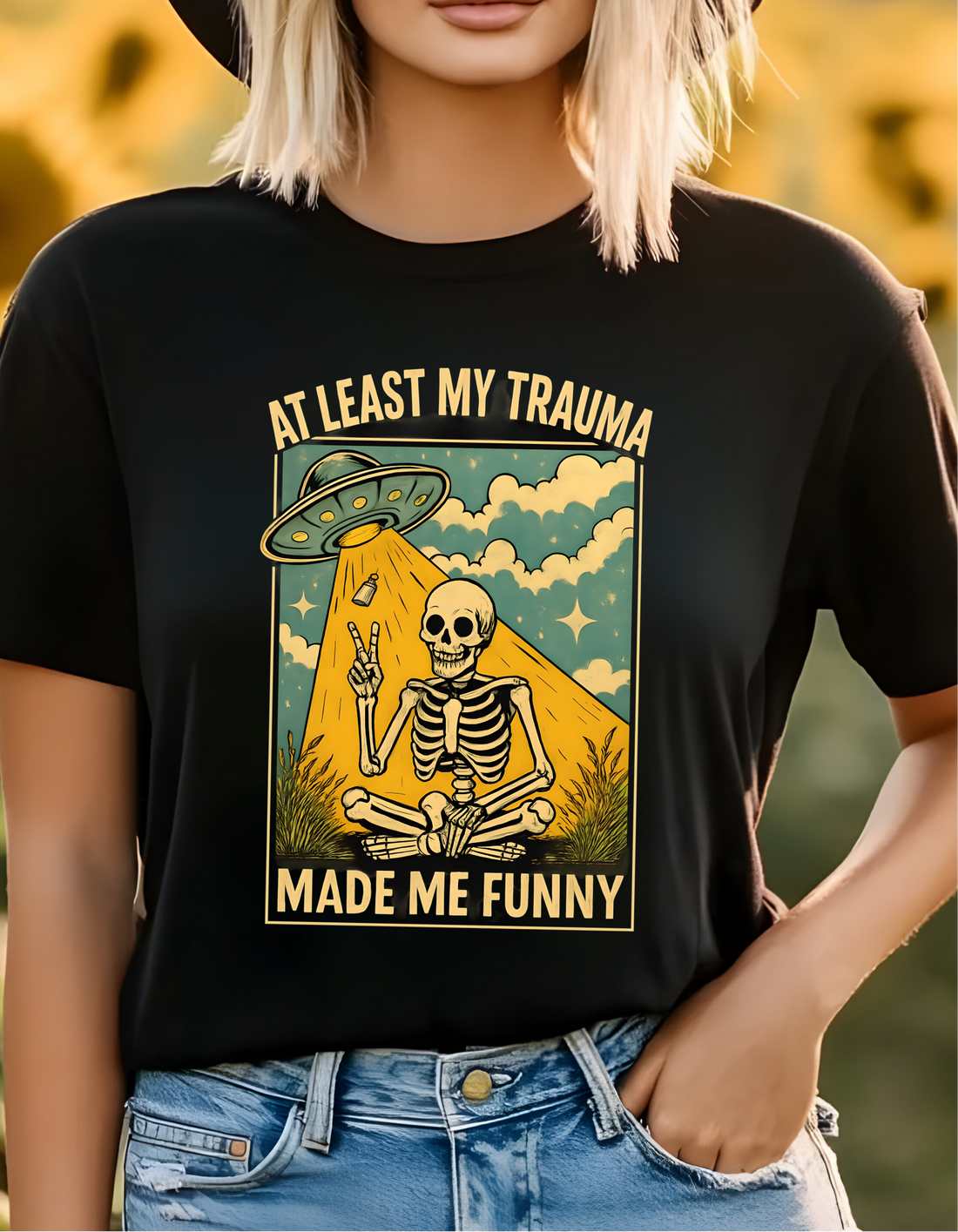 Funny Halloween Skeleton Design "My Trauma" Tee